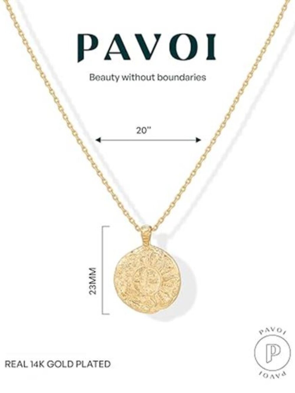 14K Gold Plated Engraved Coin Pendant Necklaces for Women | Byzantine - Picture 3 of 6